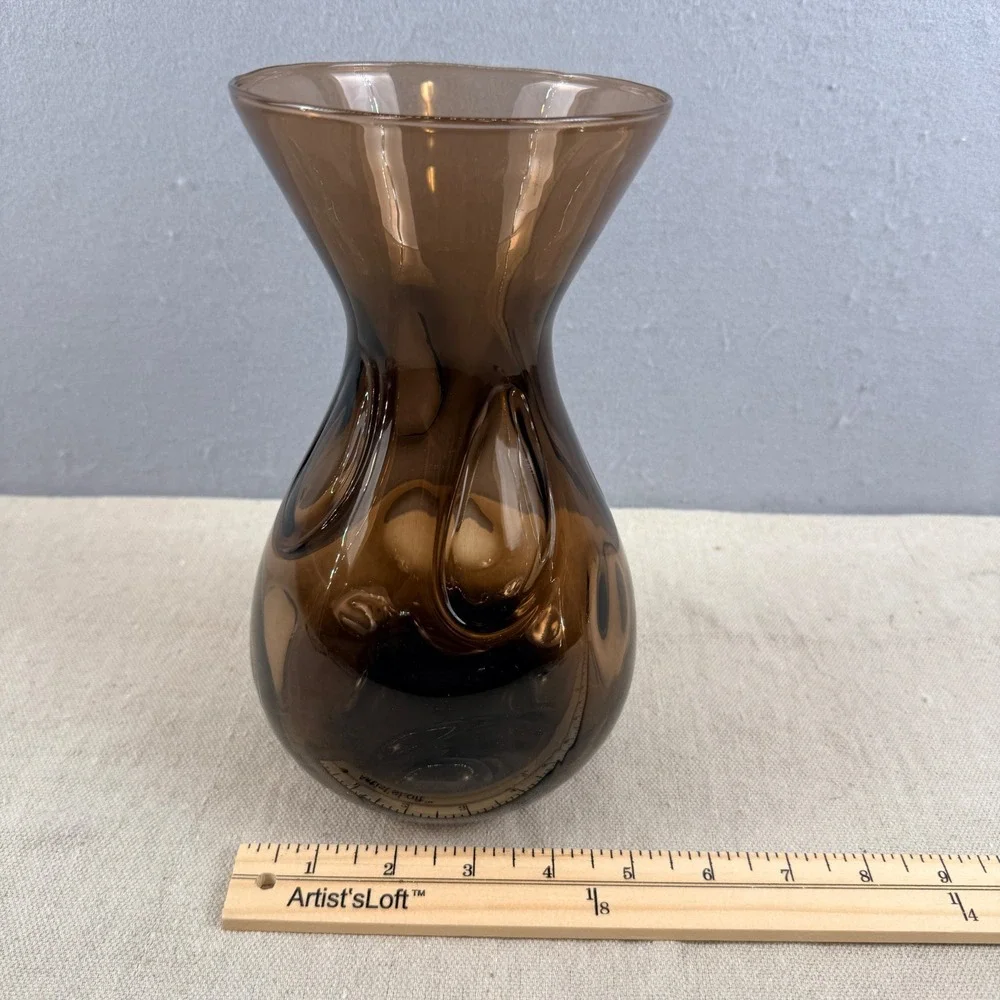 Viking Glass 7456 Pulled Circle Vase 1974 Brown Smoke Art‎ Glass 1 Year Only